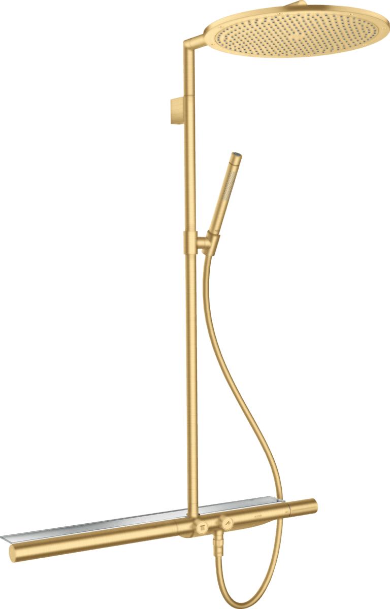 HANSGROHE AXOR ShowerSolutions Showerpipe mit Thermostat 800 und Kopfbrause 350 1jet #27984250 - Brushed Gold Optic