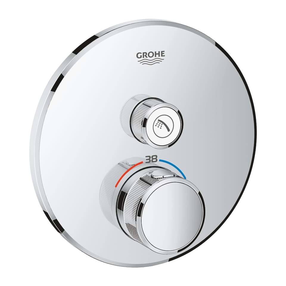 GROHE Grohtherm SmartControl Tek valfli akış kontrollü, ankastre termostatik duş bataryası krom #29118000 resmi