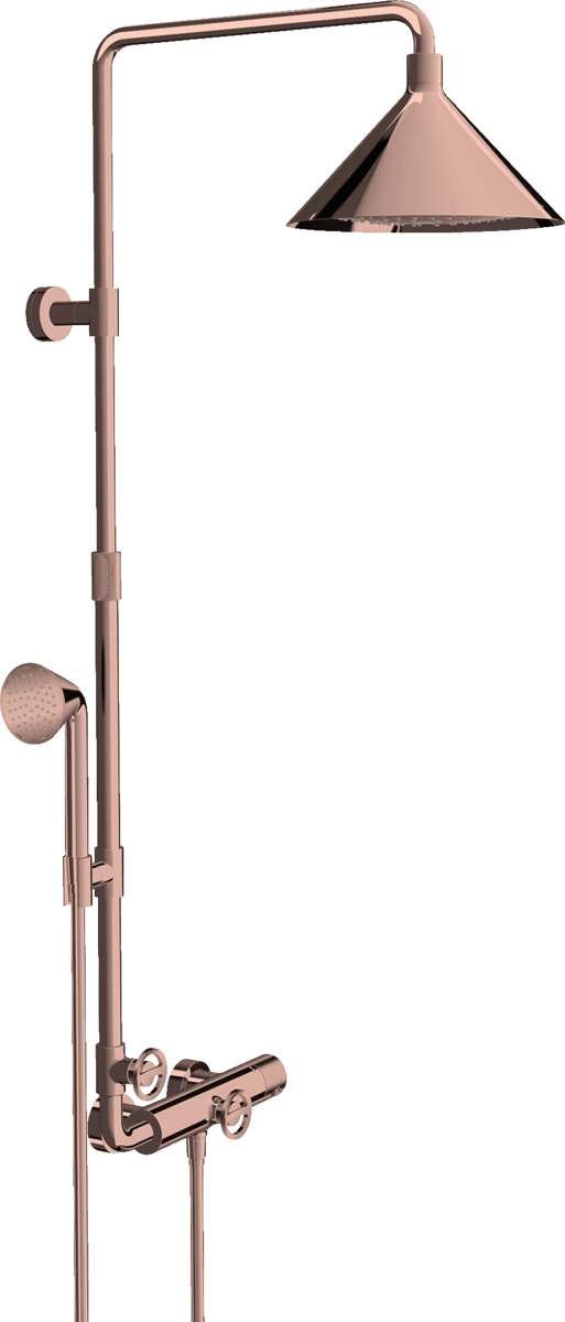 Picture of HANSGROHE AXOR Showers/Front Showerpipe with thermostat and overhead shower 240 2jet #26020300 - Polished Red Gold