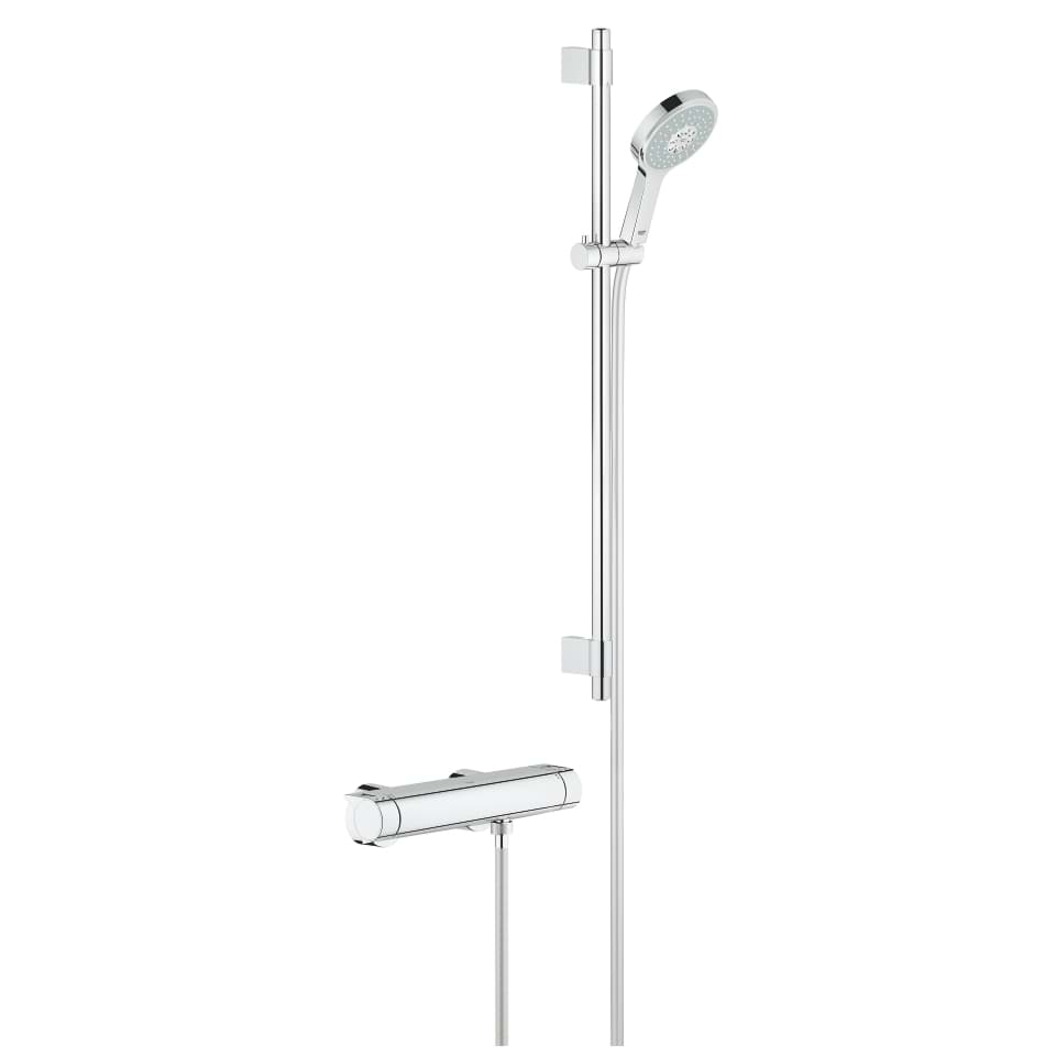 GROHE Grohtherm 2000 thermostatic shower mixer 1/2″ with shower set #34482001 - chrome resmi