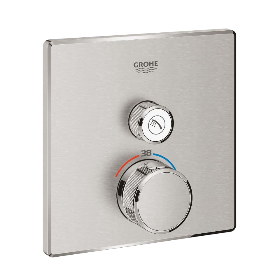 GROHE Grohtherm SmartControl Tek valfli akış kontrollü, ankastre termostatik duş bataryası paslanmaz çelik #29123DC0 resmi