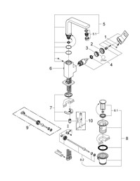 Bild von 23135DC0 Eurocube Single-lever basin mixer 1/2″ L-Size
