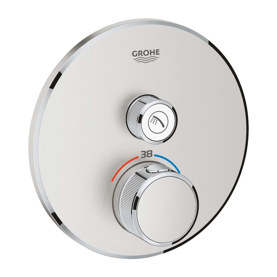 GROHE Grohtherm SmartControl Tek valfli akış kontrollü, ankastre termostatik duş bataryası paslanmaz çelik #29118DC0 resmi