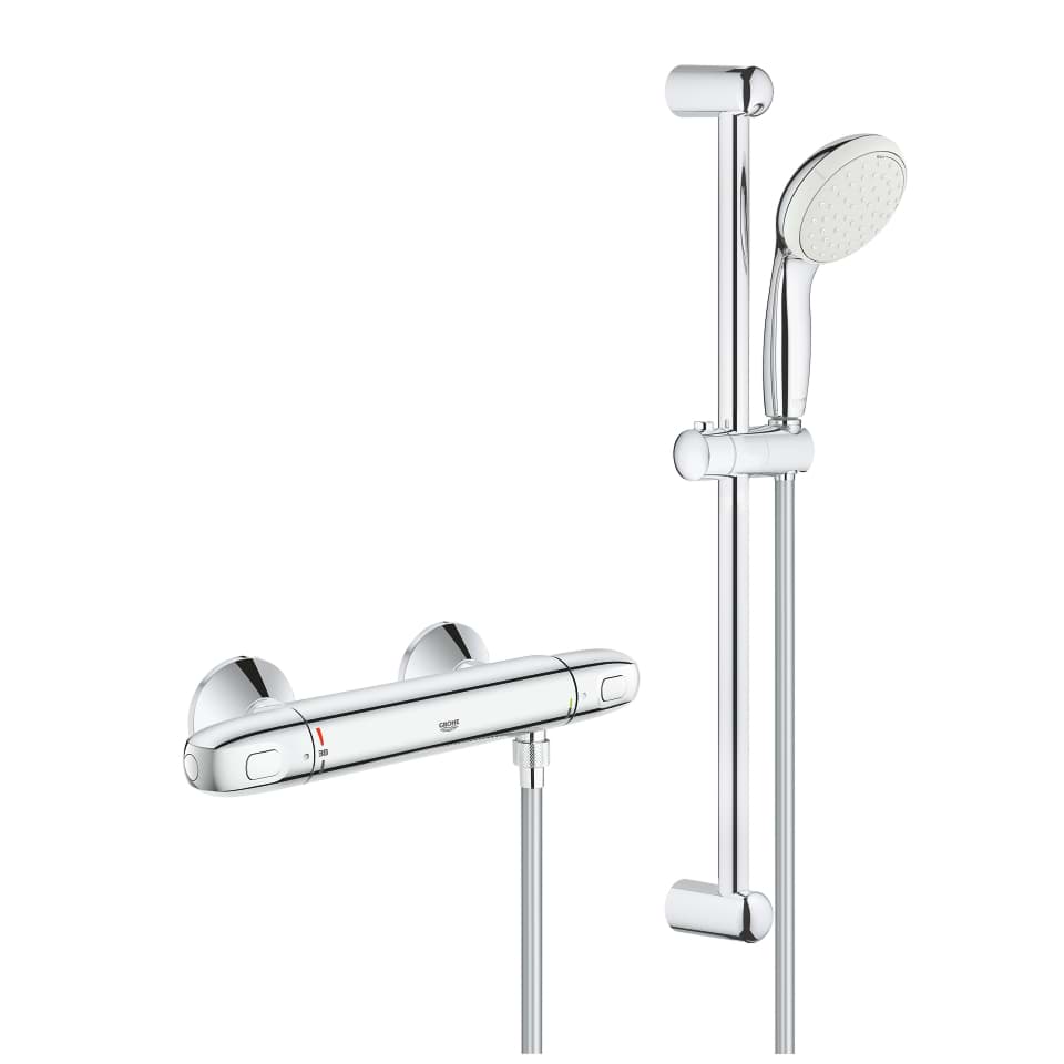 GROHE Grohtherm 1000 Thermostatic shower mixer 1/2″ with shower set Chrome #34151004 resmi
