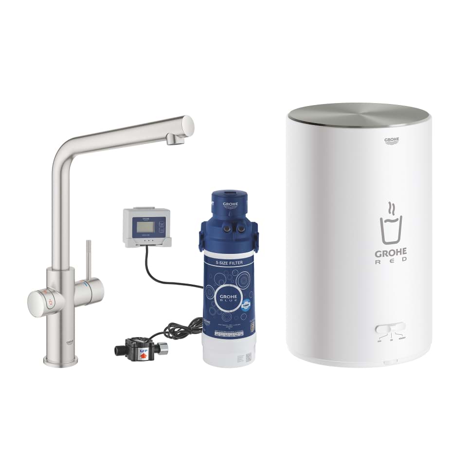GROHE Red Duo Armatur und Boiler Größe M #30327DC1 - supersteel