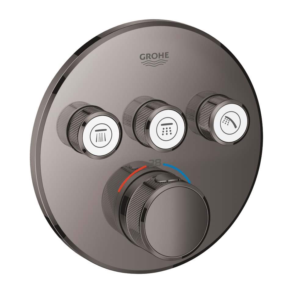 GROHE Grohtherm SmartControl Üç valfli akış kontrollü, ankastre termostatik duş bataryası hard graphite #29121A00 resmi