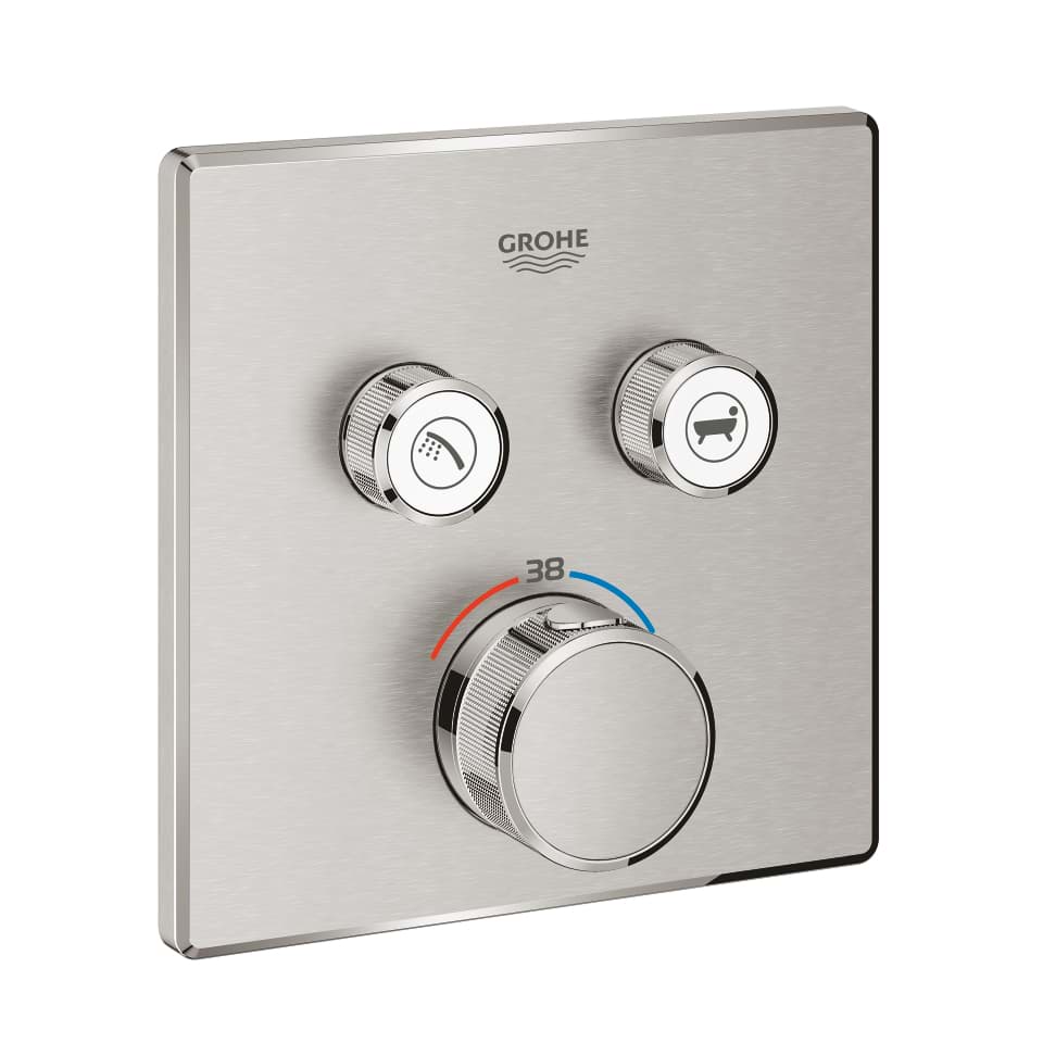 GROHE Grohtherm SmartControl Çift valfli akış kontrollü, ankastre termostatik duş bataryası paslanmaz çelik #29124DC0 resmi