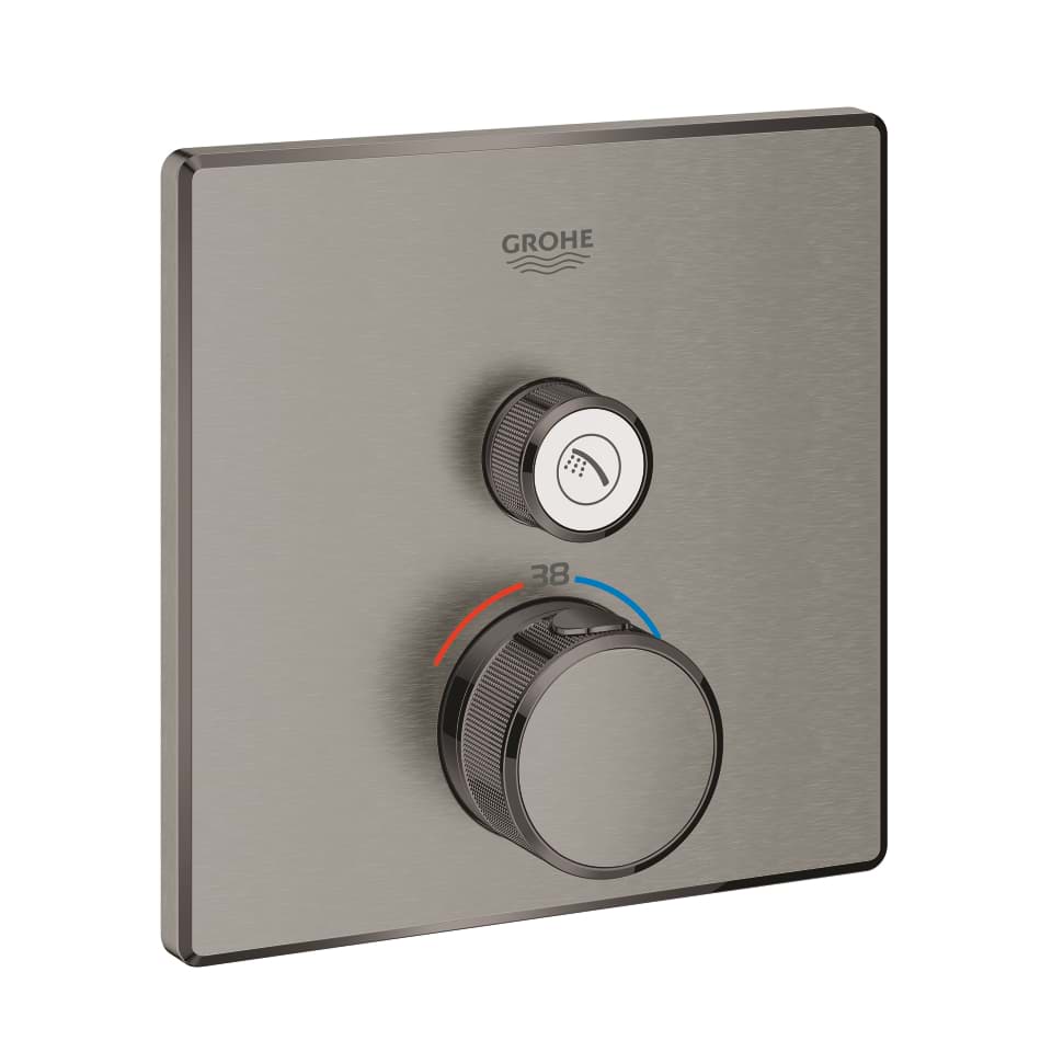 GROHE Grohtherm SmartControl Tek valfli akış kontrollü, ankastre termostatik duş bataryası brushed hard graphite #29123AL0 resmi
