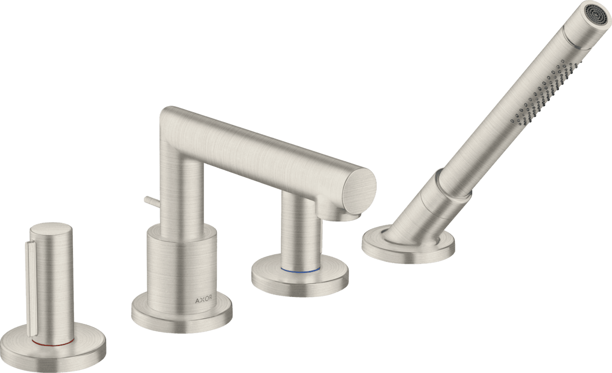 HANSGROHE AXOR Uno 4-Loch Wannenrandarmatur mit Zerogriffen #45444800 - Edelstahl Optic