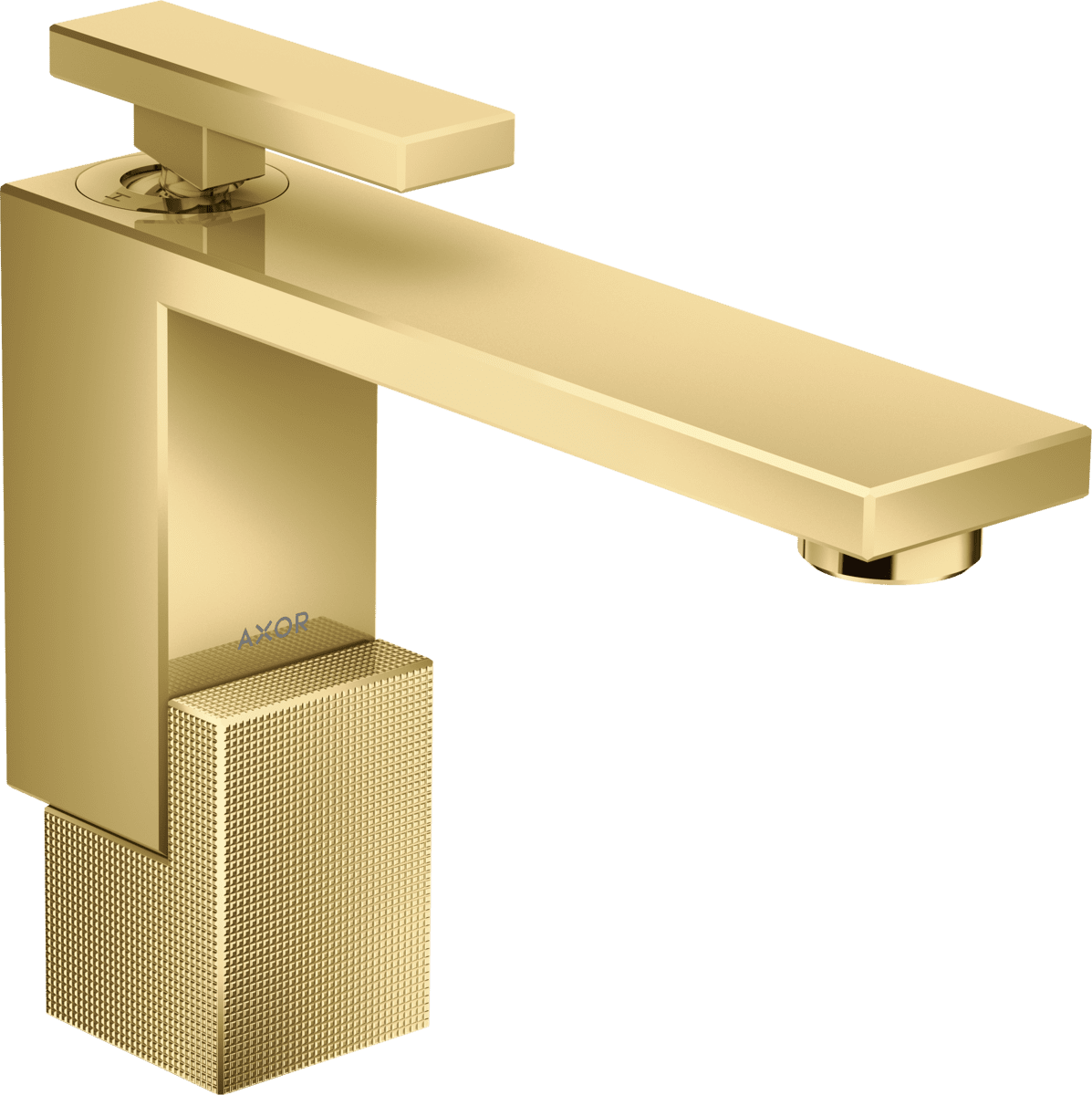 HANSGROHE AXOR Edge Einhebel-Waschtischmischer 130 mit Push-Open Ablaufgarnitur - Diamantschliff #46011990 - Polished Gold Optic