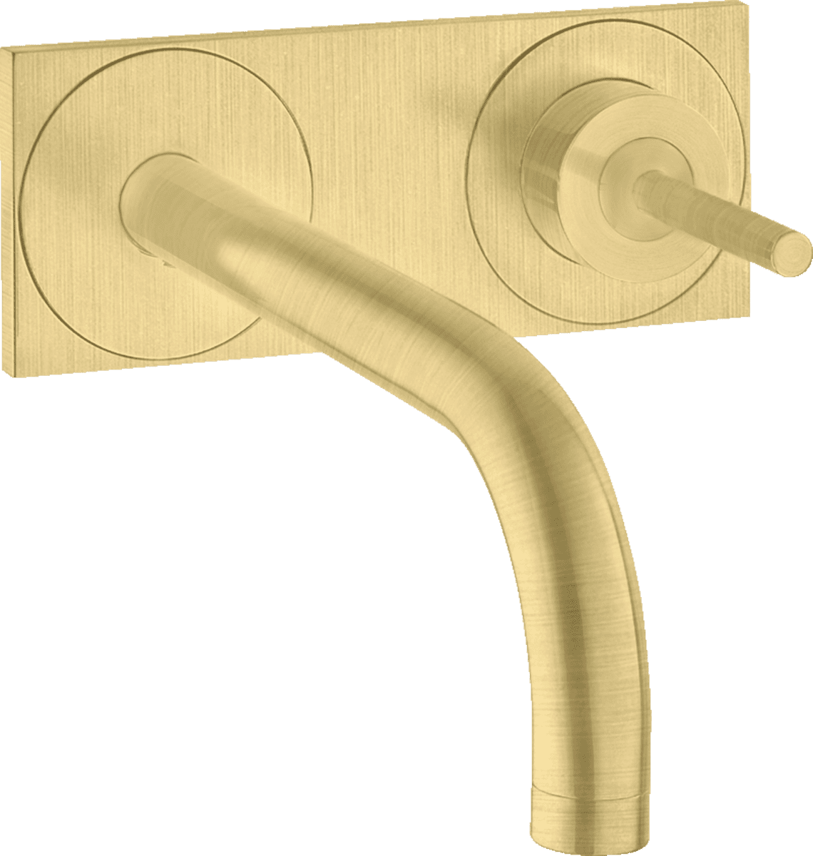 HANSGROHE AXOR Uno Einhebel-Waschtischmischer Unterputz für Wandmontage mit Auslauf 225 mm und Platte #38115950 - Brushed Brass