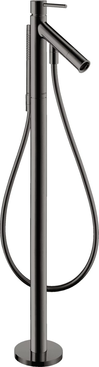 HANSGROHE AXOR Starck Tek kollu banyo bataryası yerden yuvarlak çubuk volan ile #10456330 - Parlak Siyah Krom resmi