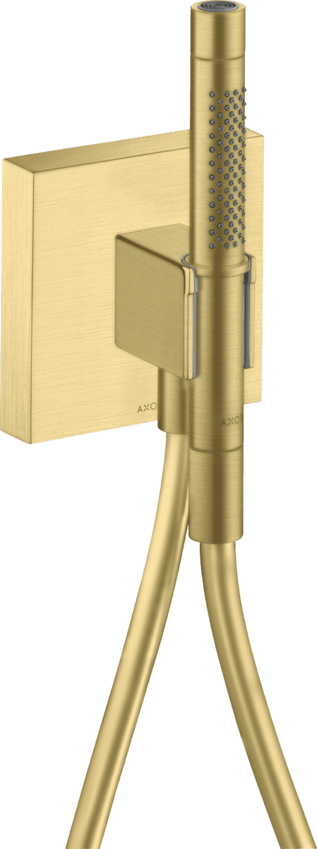 Picture of HANSGROHE AXOR Starck Porter unit 120/120 with baton hand shower 2jet and shower hose #12626950 - Brushed Brass