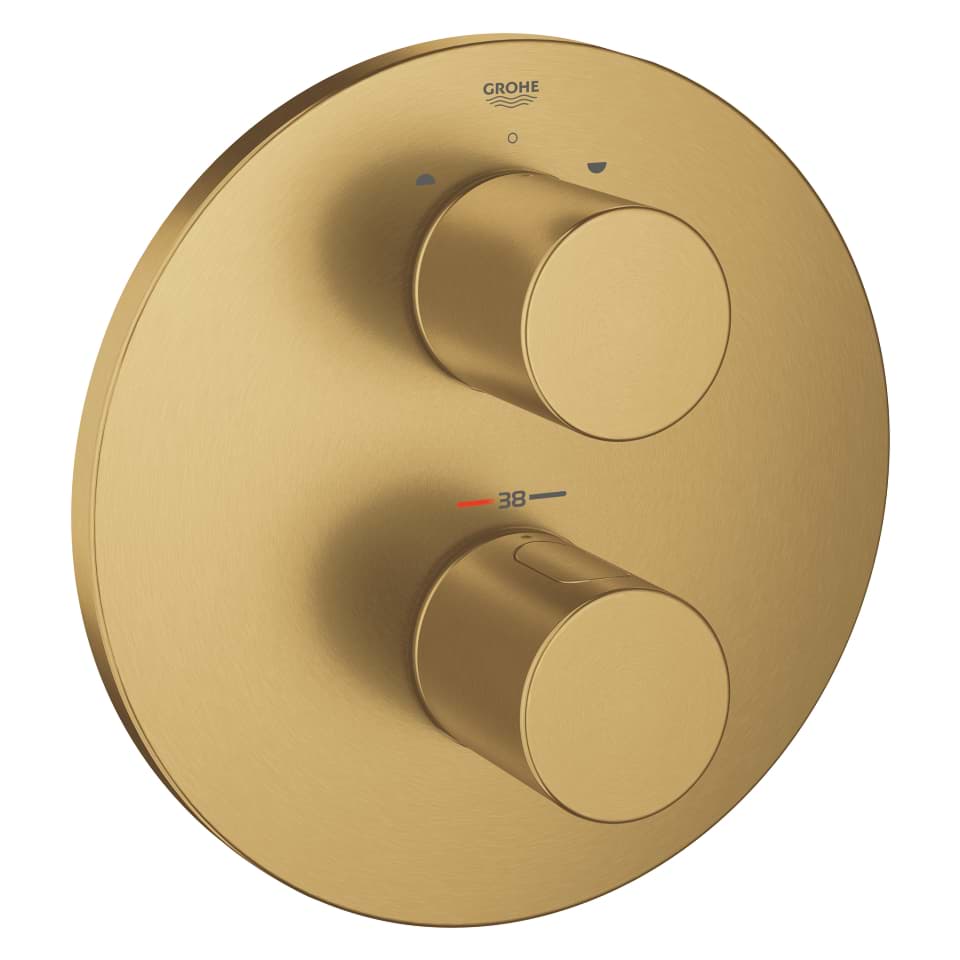 Picture of GROHE Grohtherm 3000 Cosmopolitan Thermostat with integrated 2-way diverter for bath or shower with more than one outlet brushed cool sunrise #19468GN0
