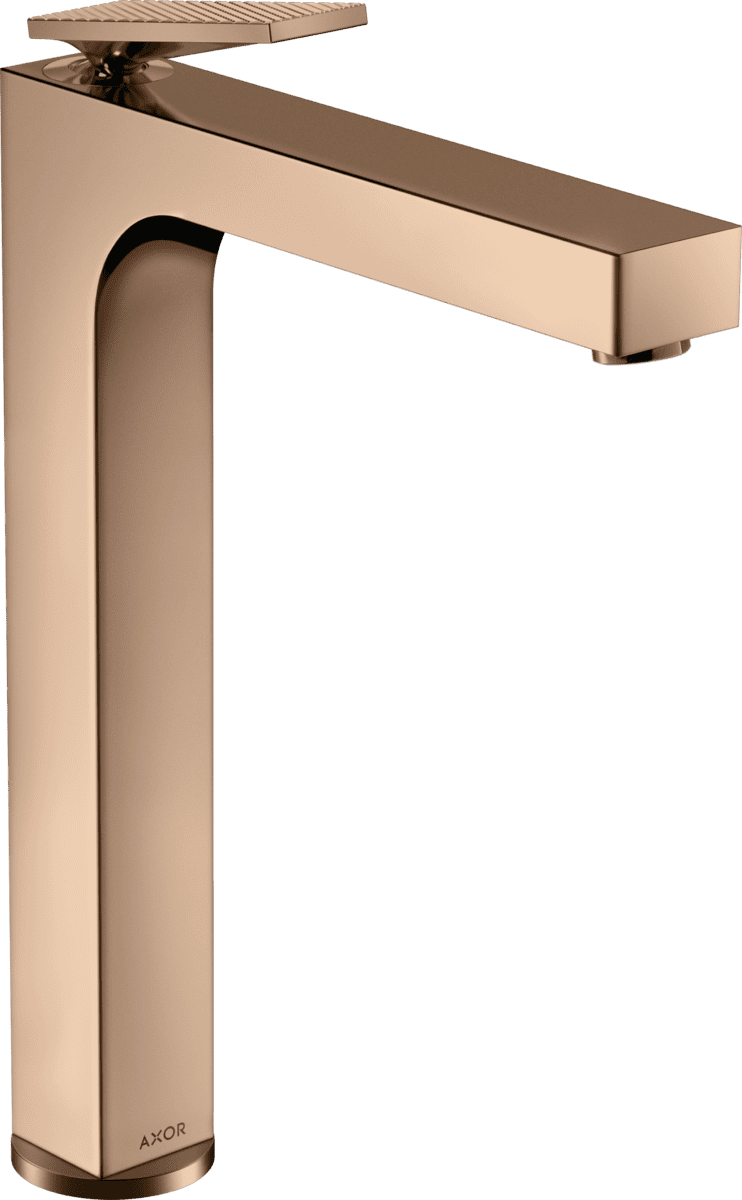 HANSGROHE AXOR Citterio Einhebel-Waschtischmischer 280 mit Hebelgriff für Aufsatzwaschtische mit Ablaufgarnitur - Rautenschliff #39151300 - Polished Red Gold