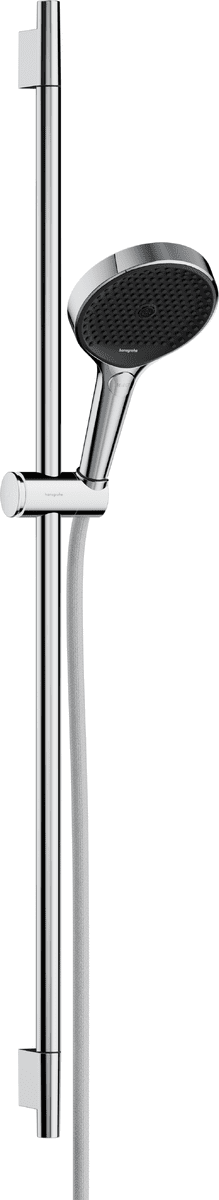 HANSGROHE Rainfinity Brauseset 130 3jet EcoSmart mit Brausestange S Puro 90 cm, Push-Handbrausehalterung und Designflex Textilbrauseschlauch 160 cm #28744000 - Chrom