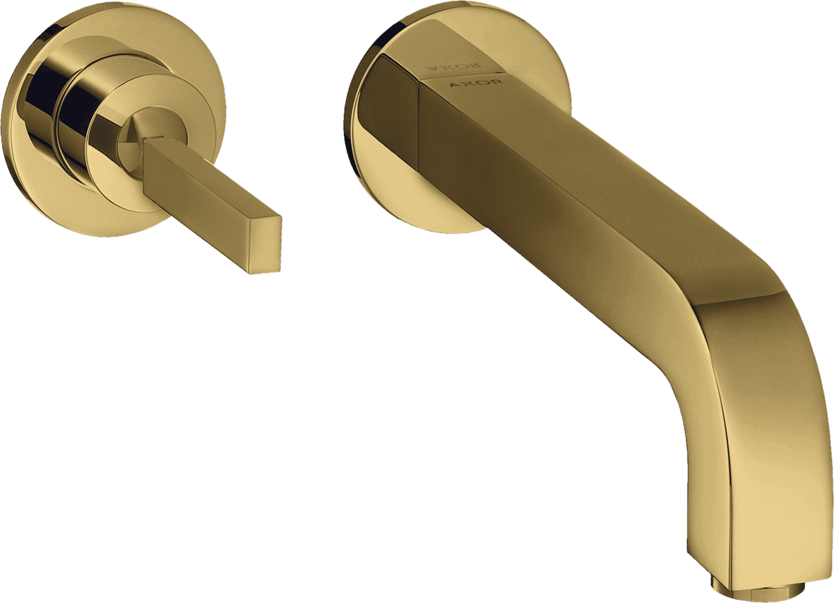 HANSGROHE AXOR Citterio Einhebel-Waschtischmischer Unterputz für Wandmontage mit Pingriff, Auslauf 220 mm und Rosetten #39116990 - Polished Gold Optic