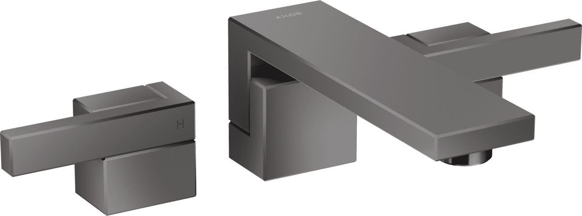 HANSGROHE AXOR Edge 3-Loch Waschtischarmatur Unterputz für Wandmontage mit Auslauf 190 mm und Push-Open Ablaufgarnitur #46060330 - Polished Black Chrome