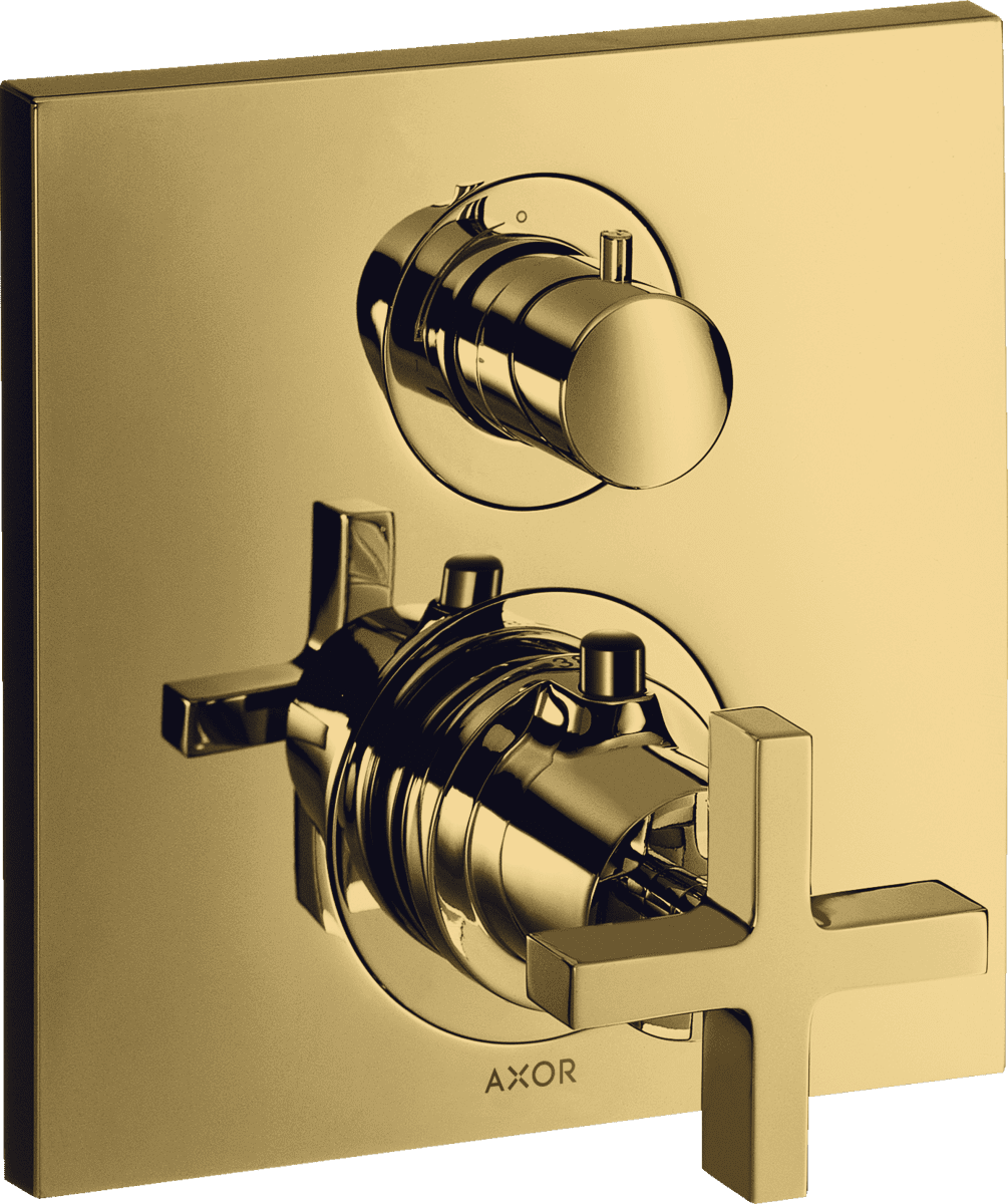 εικόνα του HANSGROHE AXOR Citterio Thermostat for concealed installation with shut-off valve and cross handle #39705990 - Polished Gold Optic
