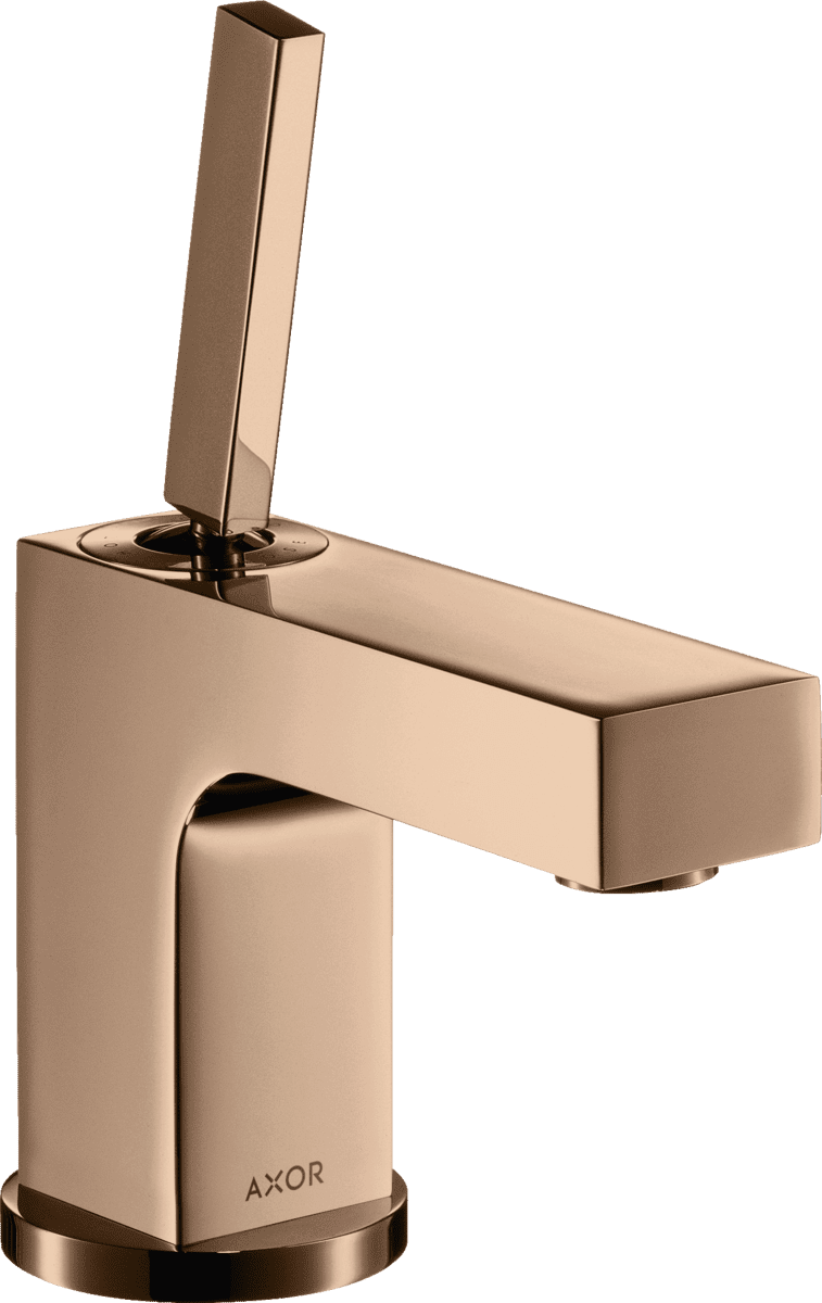 Picture of HANSGROHE AXOR Citterio Single lever basin mixer 80 with pin handle for hand wash basins with pop-up waste set #39015300 - Polished Red Gold