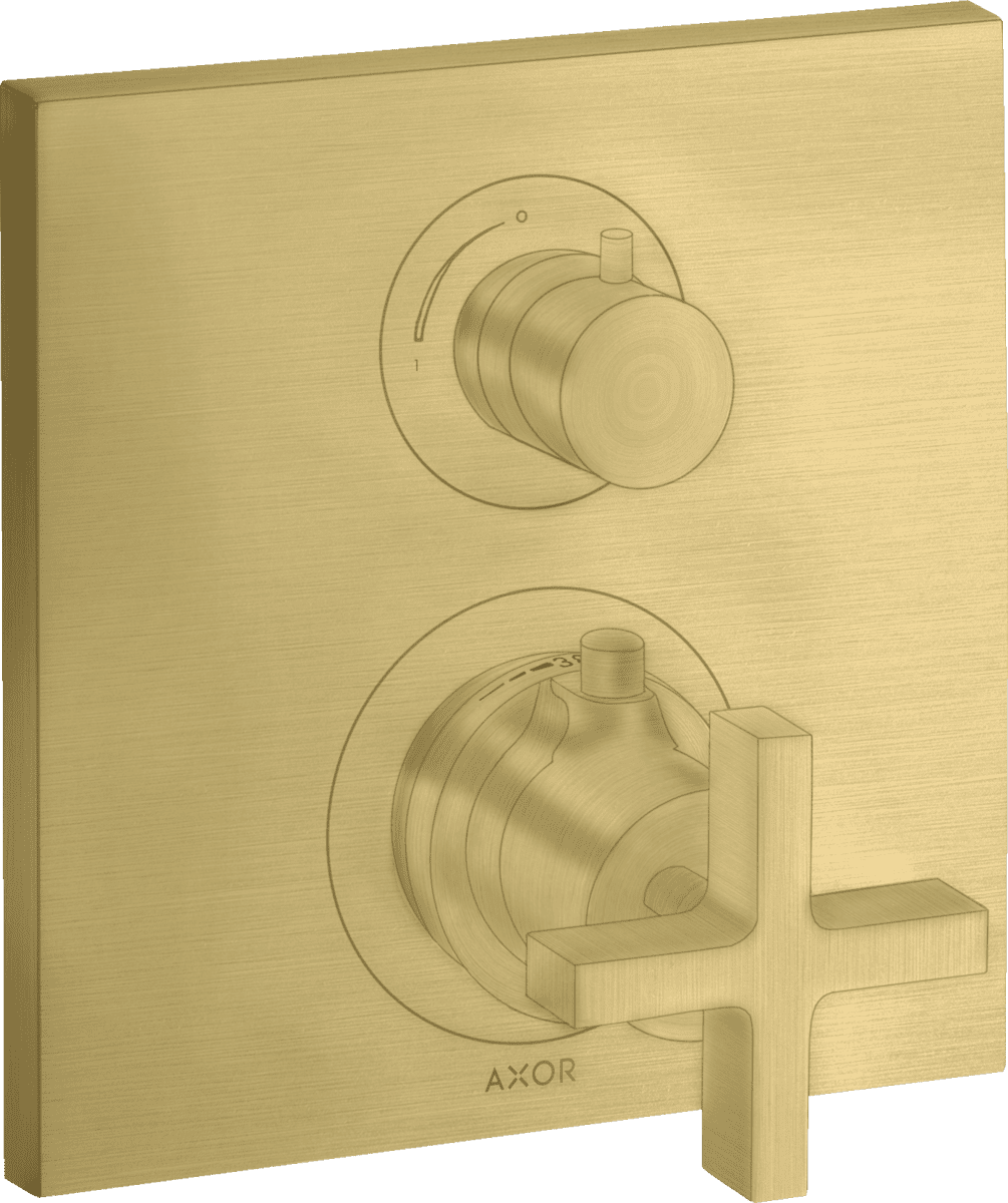 εικόνα του HANSGROHE AXOR Citterio Thermostat for concealed installation with shut-off valve and cross handle #39705950 - Brushed Brass