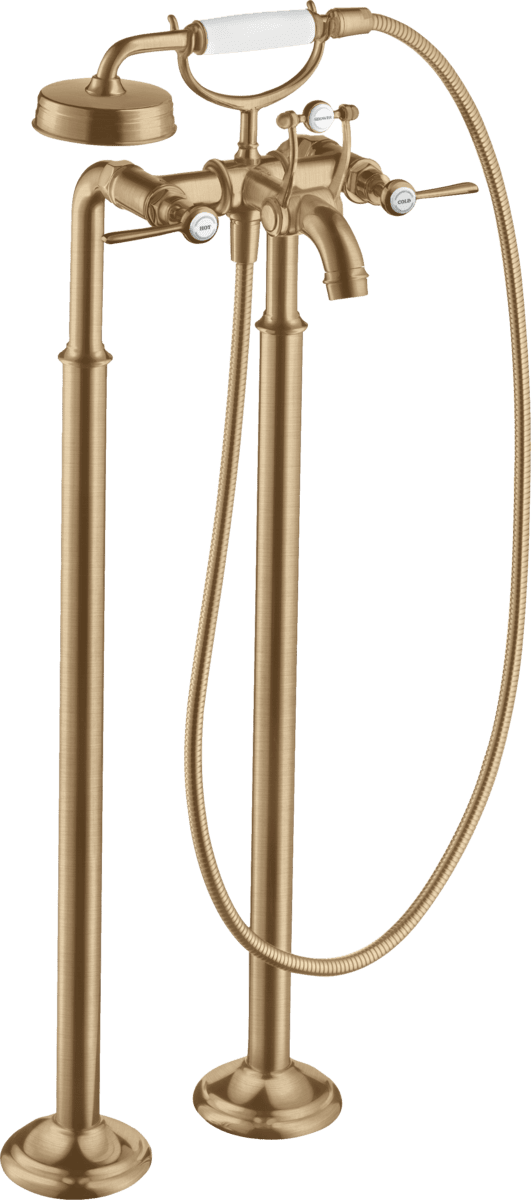 HANSGROHE AXOR Montreux 2-Griff Wannenarmatur bodenstehend mit Hebelgriffen #16553140 - Brushed Bronze