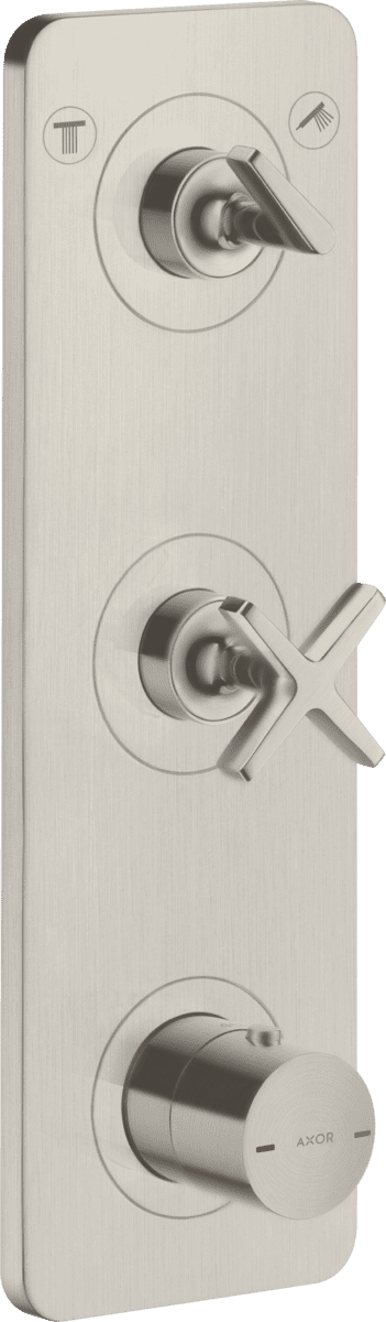 HANSGROHE AXOR Citterio E Termostatik modül 380/120 ankastre montaj için, 2 çıkışlı, plaka ile #36703800 - Paslanmaz Çelik Optik resmi