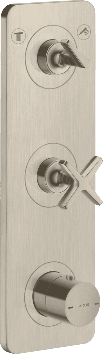 Picture of HANSGROHE AXOR Citterio E Thermostatic module 380/120 for concealed installation for 2 functions with plate #36703820 - Brushed Nickel