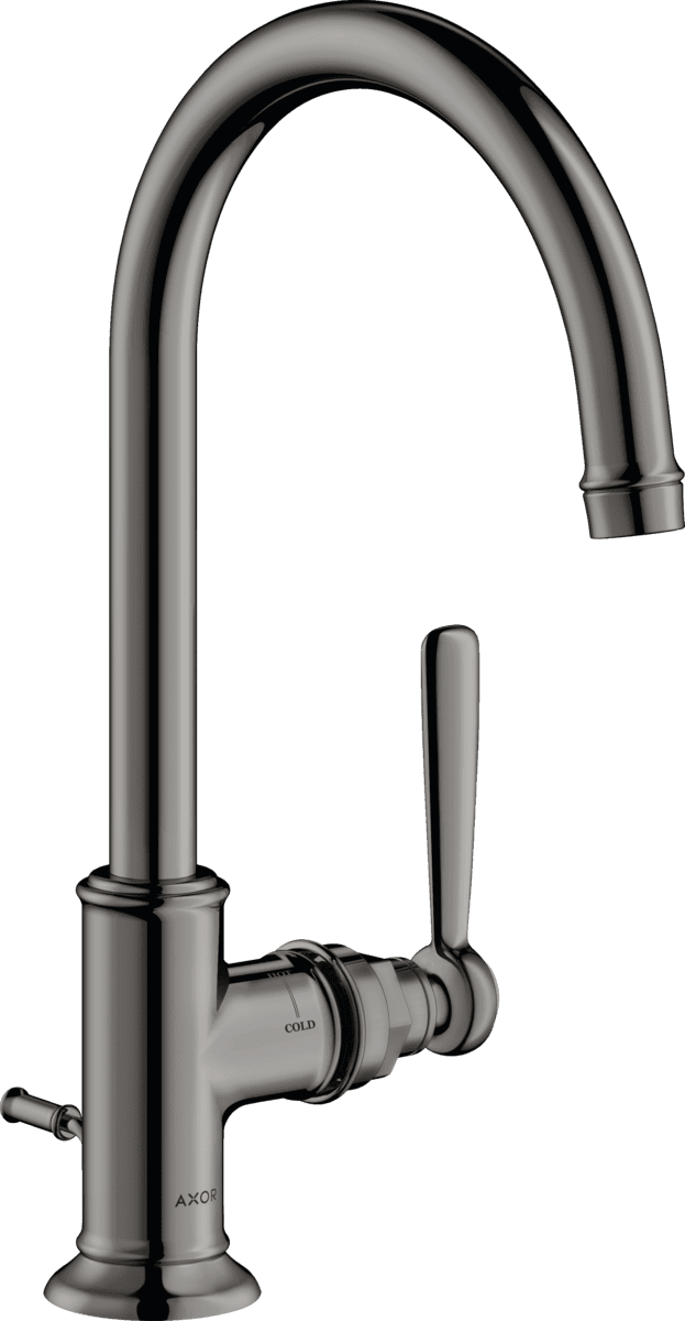 HANSGROHE AXOR Montreux Einhebel-Waschtischmischer 210 mit Hebelgriff und Zugstangen-Ablaufgarnitur #16517330 - Polished Black Chrome 16517330
