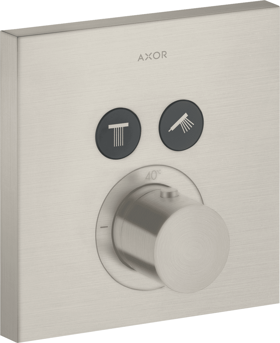 HANSGROHE AXOR ShowerSolutions Termostat ankastre montaj, kare, 2 çıkış #36715800 - Paslanmaz Çelik Optik resmi