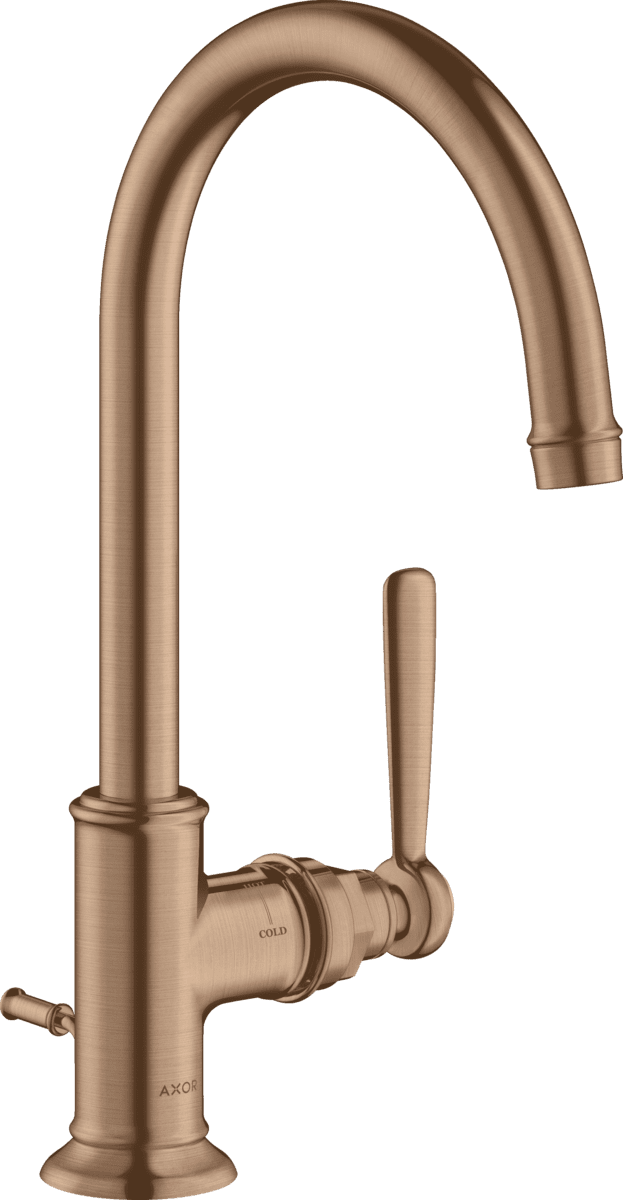 Picture of HANSGROHE AXOR Montreux Single lever basin mixer 210 with lever handle and pop-up waste set #16517310 - Brushed Red Gold