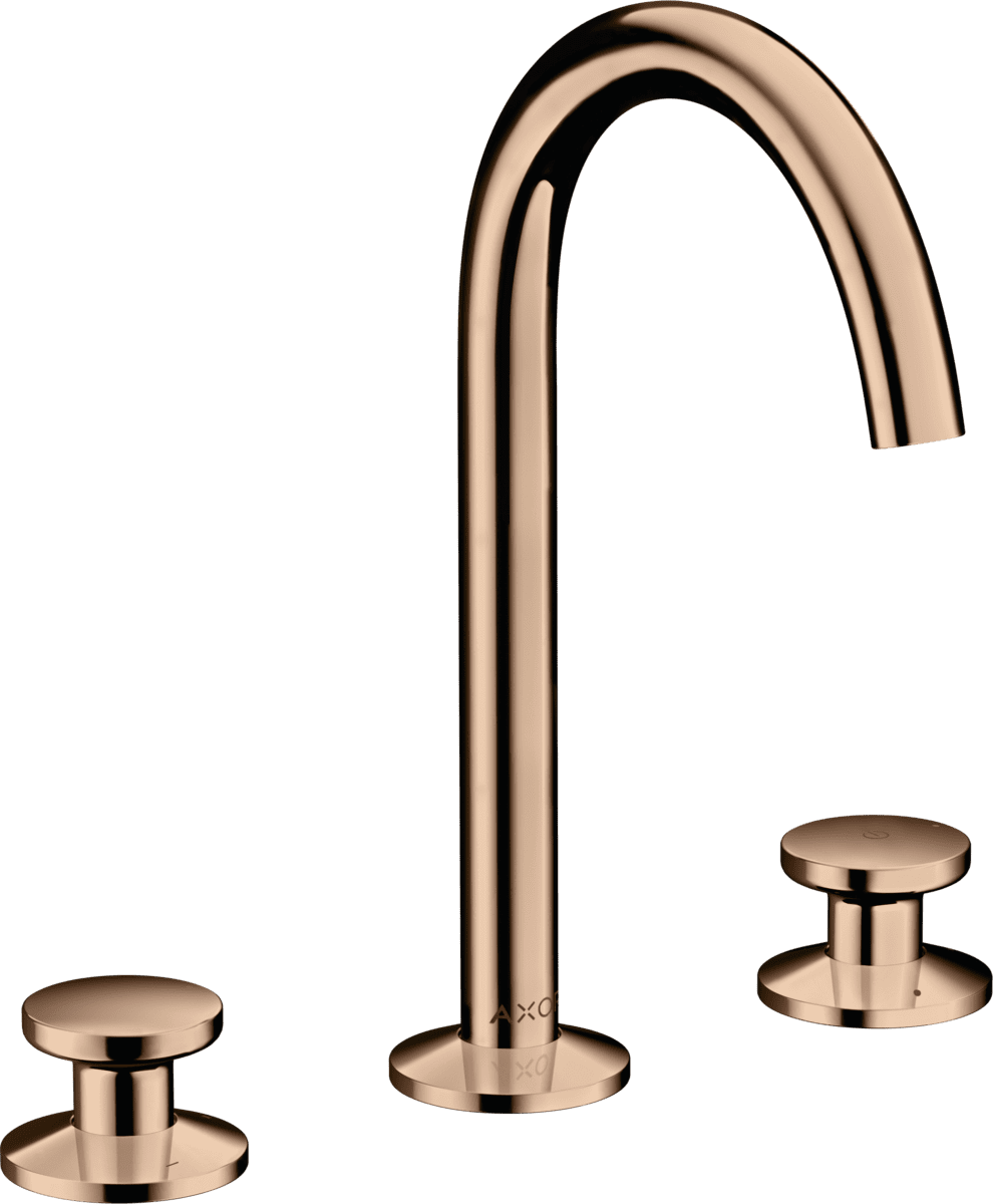 HANSGROHE AXOR One 3-Loch Waschtischarmatur Select 170 mit Push-Open Ablaufgarnitur #48070300 - Polished Red Gold