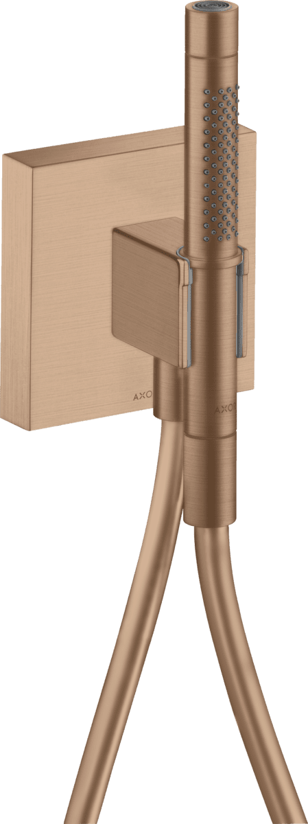 Зображення з  HANSGROHE AXOR Starck Porter unit 120/120 with baton hand shower 2jet and shower hose #12626310 - Brushed Red Gold
