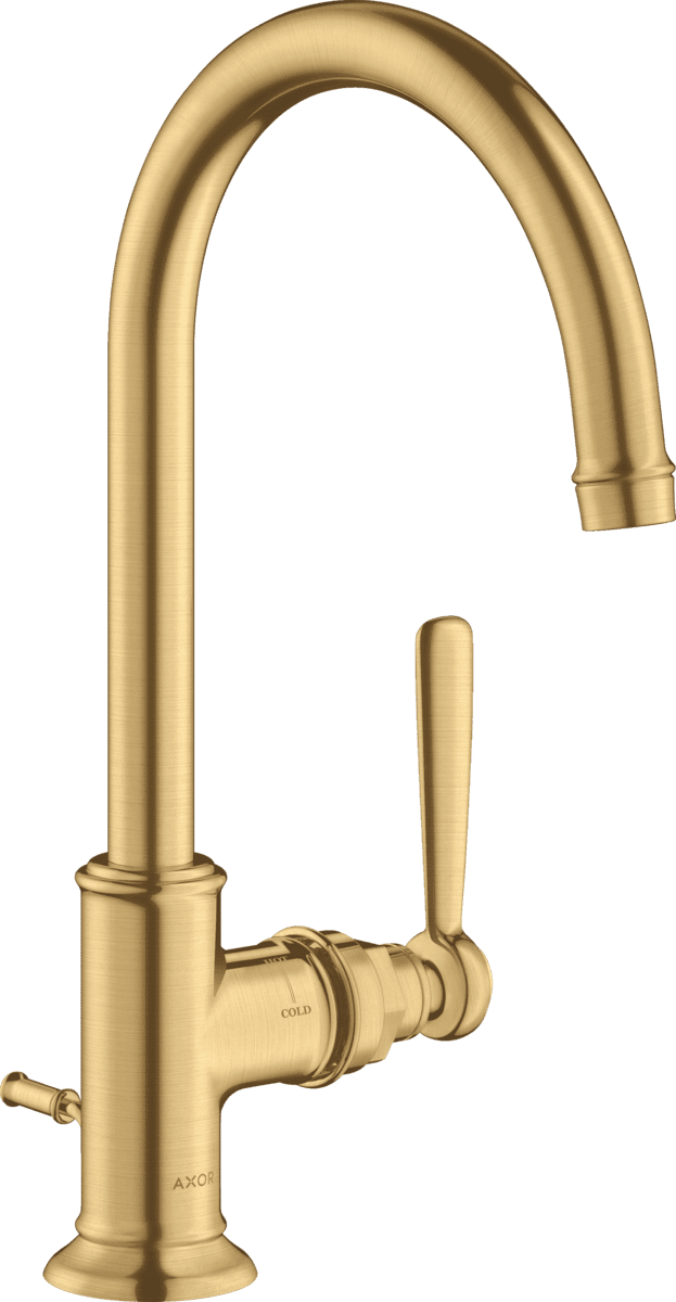 Bild von HANSGROHE AXOR Montreux Einhebel-Waschtischmischer 210 mit Hebelgriff und Zugstangen-Ablaufgarnitur #16517250 - Brushed Gold Optic