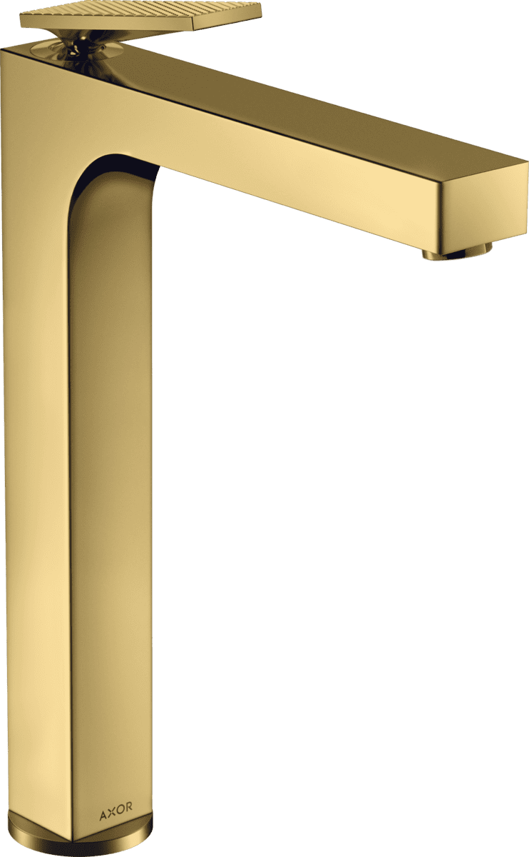HANSGROHE AXOR Citterio Einhebel-Waschtischmischer 280 mit Hebelgriff für Aufsatzwaschtische mit Ablaufgarnitur - Rautenschliff #39151990 - Polished Gold Optic