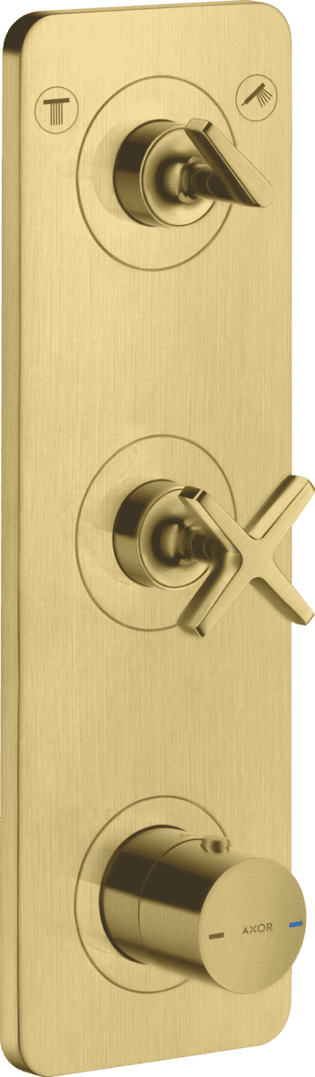 Зображення з  HANSGROHE AXOR Citterio E Thermostatic module 380/120 for concealed installation for 2 functions with plate #36703950 - Brushed Brass