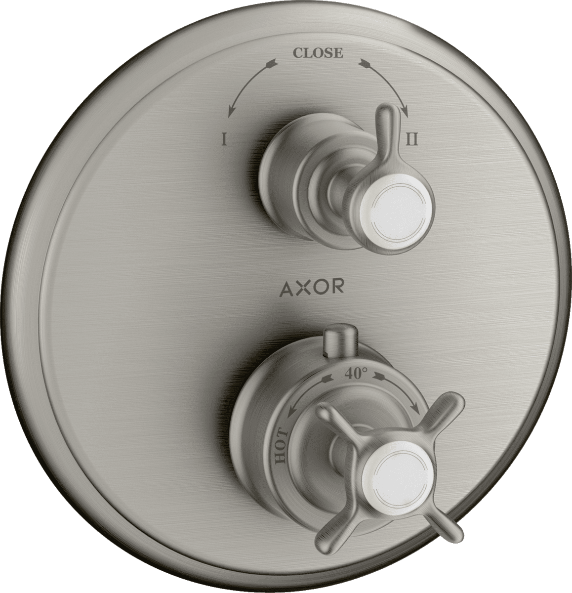 HANSGROHE AXOR Montreux Thermostat Unterputz mit Kreuzgriff und Ab- und Umstellventil #16820800 - Edelstahl Optic