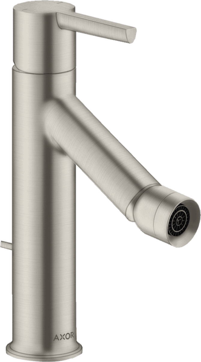 HANSGROHE AXOR Starck Einhebel-Bidetmischer mit Hebelgriff und Zugstangen-Ablaufgarnitur #10214800 - Edelstahl Optic