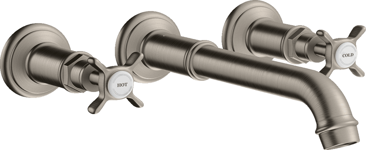 HANSGROHE AXOR Montreux 3-Loch Waschtischarmatur Unterputz für Wandmontage mit Auslauf 165 - 225 mm und Kreuzgriffen #16532800 - Edelstahl Optic