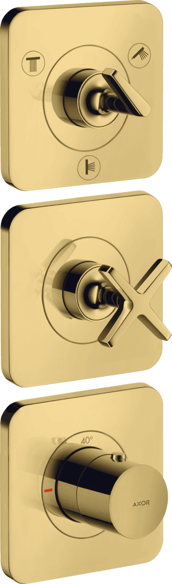 HANSGROHE AXOR Citterio E Thermostatmodul 380/120 Unterputz für 3 Verbraucher mit Rosetten #36704990 - Polished Gold Optic