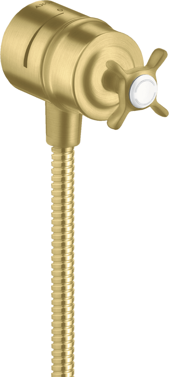 HANSGROHE AXOR Montreux Wandanschluss Stop mit Rückflussverhinderer, Absperrventil und Kreuzgriff #16882950 - Brushed Brass