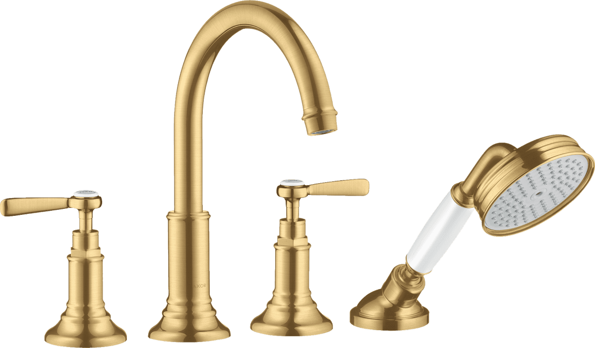 HANSGROHE AXOR Montreux 4-Loch Fliesenrandarmatur mit Hebelgriffen #16554250 - Brushed Gold Optic