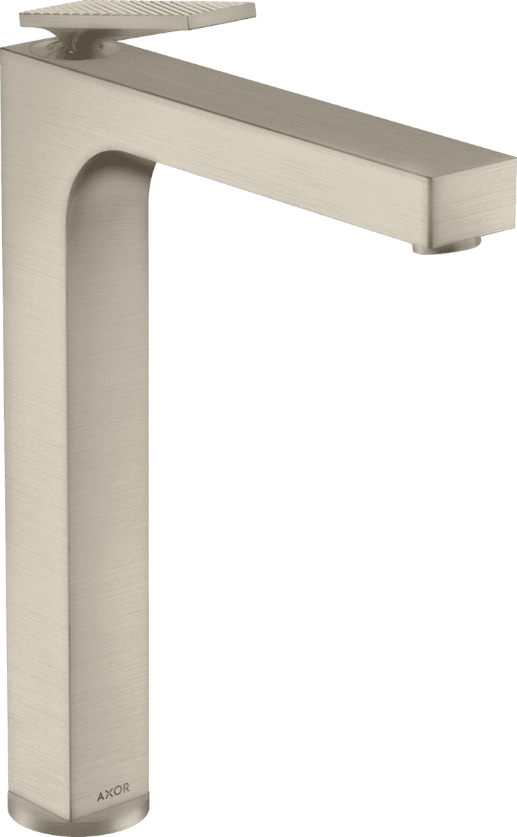 HANSGROHE AXOR Citterio Einhebel-Waschtischmischer 280 mit Hebelgriff für Aufsatzwaschtische mit Ablaufgarnitur - Rautenschliff #39151820 - Brushed Nickel