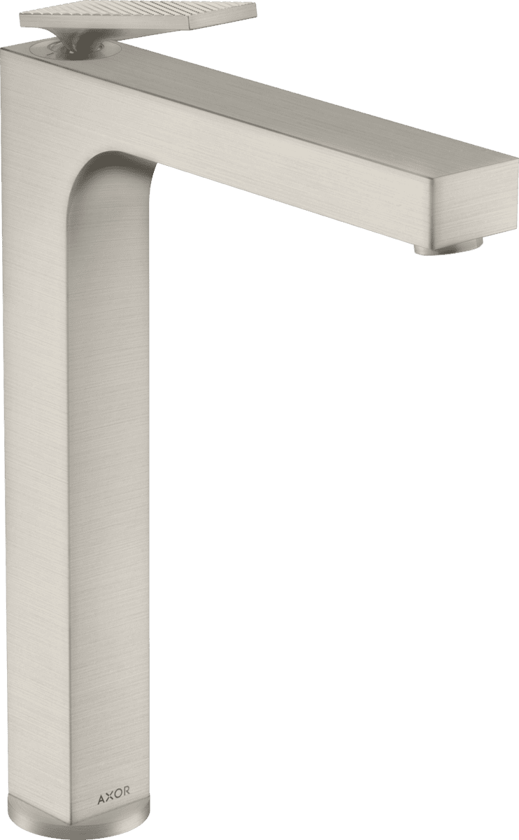HANSGROHE AXOR Citterio Einhebel-Waschtischmischer 280 mit Hebelgriff für Aufsatzwaschtische mit Ablaufgarnitur - Rautenschliff #39151800 - Edelstahl Optic