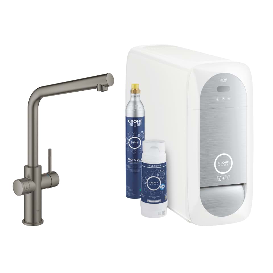 Picture of GROHE Blue Home L spout starter kit #31454AL1 - hard graphite brushed