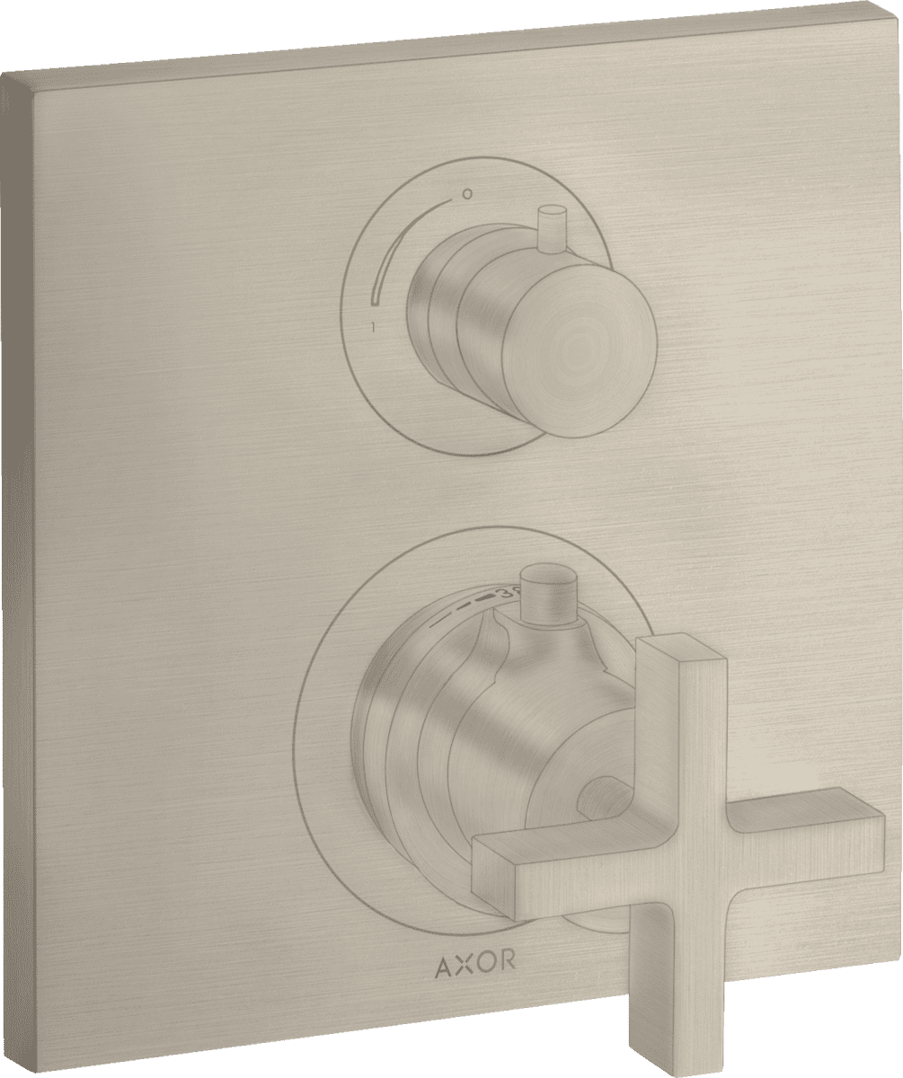 Obrázek HANSGROHE Skrytý termostat AXOR Citterio s uzavíracím ventilem a křížovou rukojetí #39705820 - kartáčovaný nikl