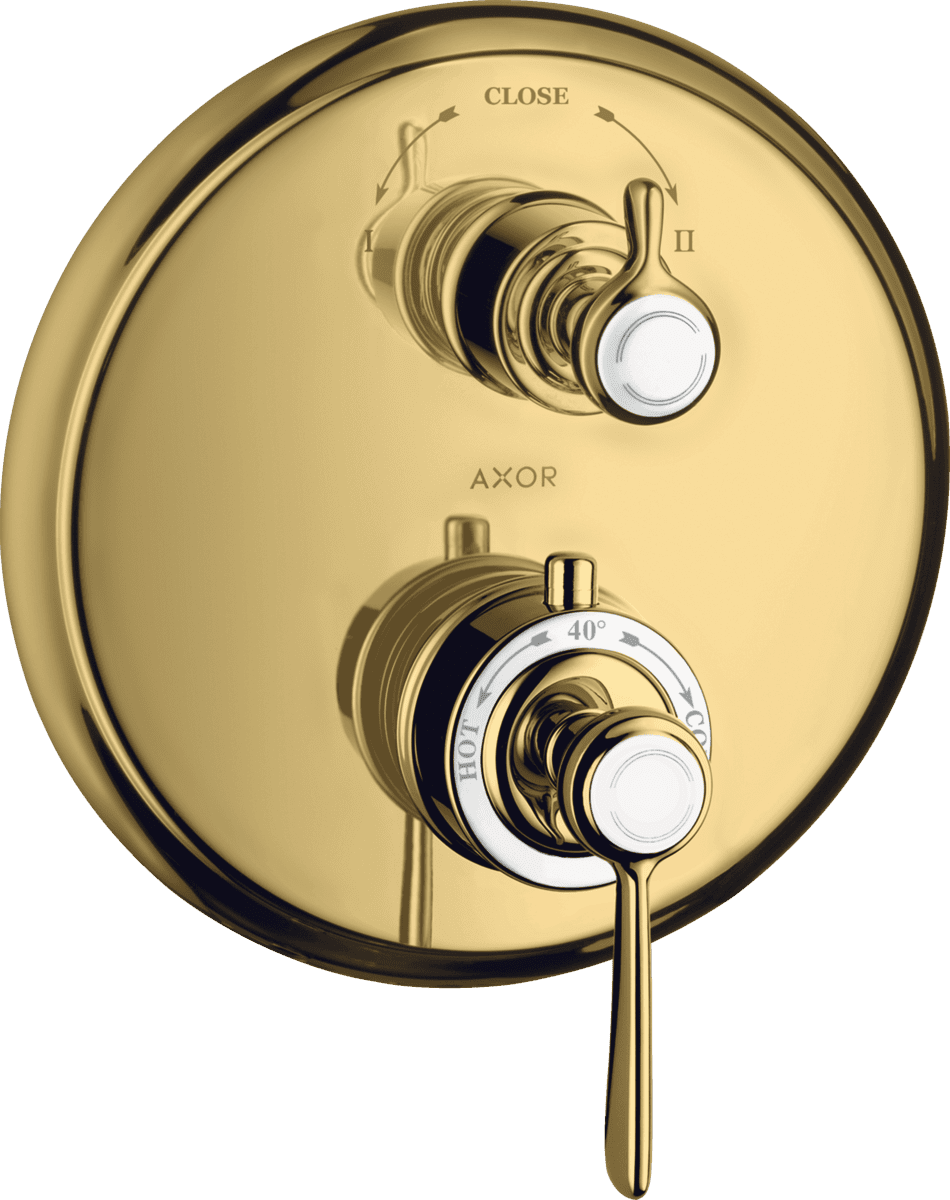 HANSGROHE AXOR Montreux Thermostat Unterputz mit Hebelgriff und Ab- und Umstellventil #16821990 - Polished Gold Optic