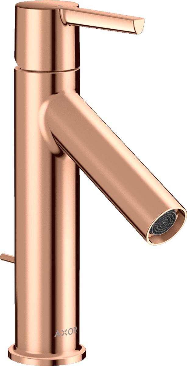HANSGROHE AXOR Starck Einhebel-Waschtischmischer 100 CoolStart mit Hebelgriff und Zugstangen-Ablaufgarnitur #10007300 - Polished Red Gold