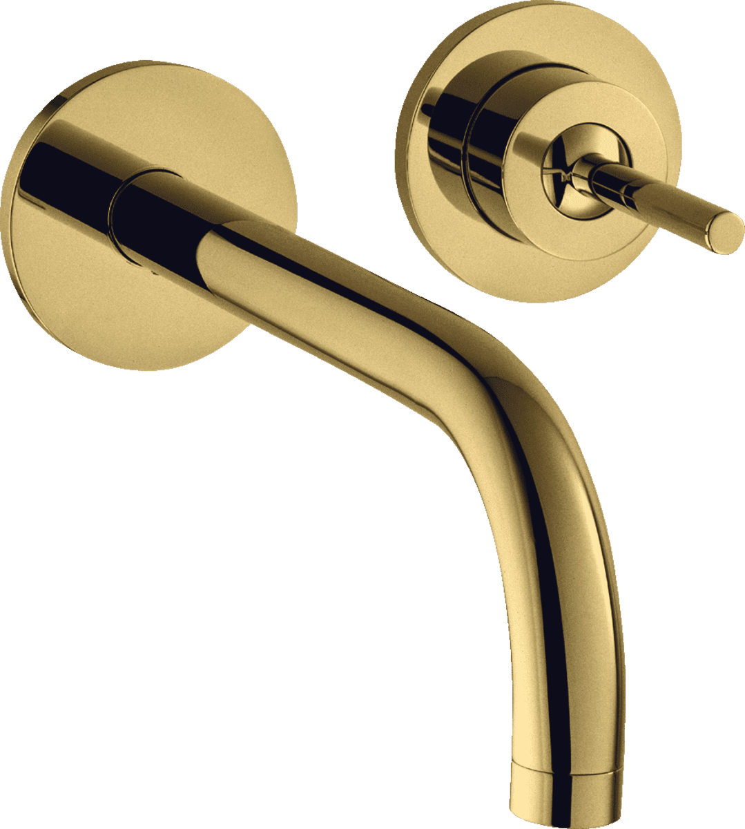 Зображення з  HANSGROHE AXOR Uno Single lever basin mixer for concealed installation wall-mounted with spout 225 mm and escutcheons #38116990 - Polished Gold Optic