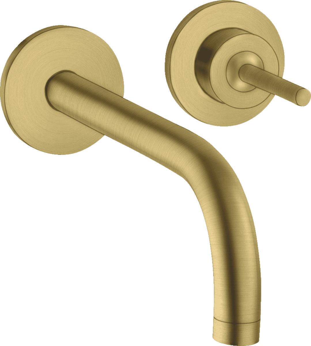 Picture of HANSGROHE AXOR Uno Single lever basin mixer for concealed installation wall-mounted with spout 225 mm and escutcheons #38116950 - Brushed Brass
